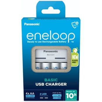 Foto: Panasonic Eneloop Basic Charger USB BQ-CC61 inkl. 4xAA 2200mAh