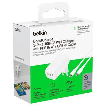 Foto: Belkin BOOST Charge USB-C 67W 3xUSB-C + Kabel  WCC002vf2MWH-B6