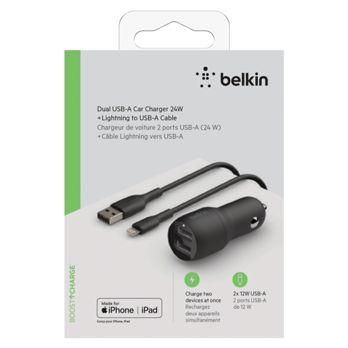 Foto: Belkin USB-A Kfz-Ladegerät, 24W 1m Lightning-Kabel  CCD001bt1MBK