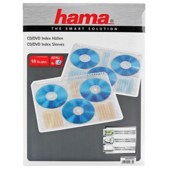 Foto: 1x10 Hama CD-ROM-Index-Hüllen transparent-weiss          49835