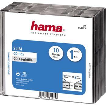 Foto: 1x10 Hama CD-Leerhülle Slim-Line transp./schwarz 51275