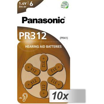 Foto: 10x1 Panasonic PR 312 Hörgeräte Zellen Zinc Air 6er Rad