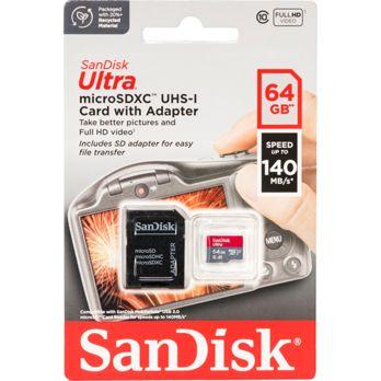 Foto: SanDisk Ultra microSDHC     64GB 140MB/s.Adapt.SDSQUAB-064G-GN6IA