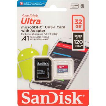 Foto: SanDisk Ultra microSDHC A1  32GB 120MB/s Adapt.SDSQUA4-032G-GN6MA