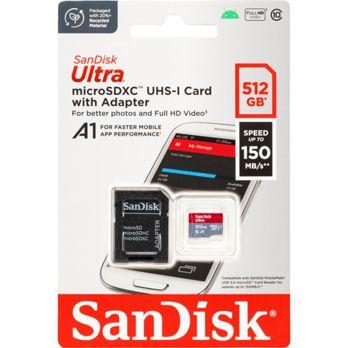 Foto: SanDisk Ultra microSDXC A1 512GB 150MB/s Adapt.SDSQUAC-512G-GN6MA