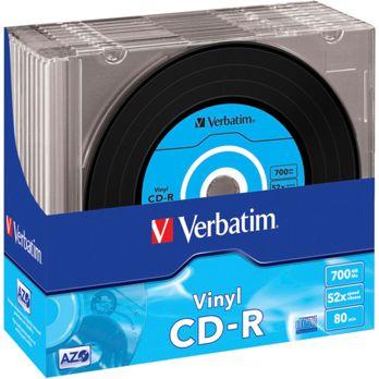 Foto: 1x10 Verbatim CD-R 80 / 700MB 52x Speed, Vinyl Surface, Slim